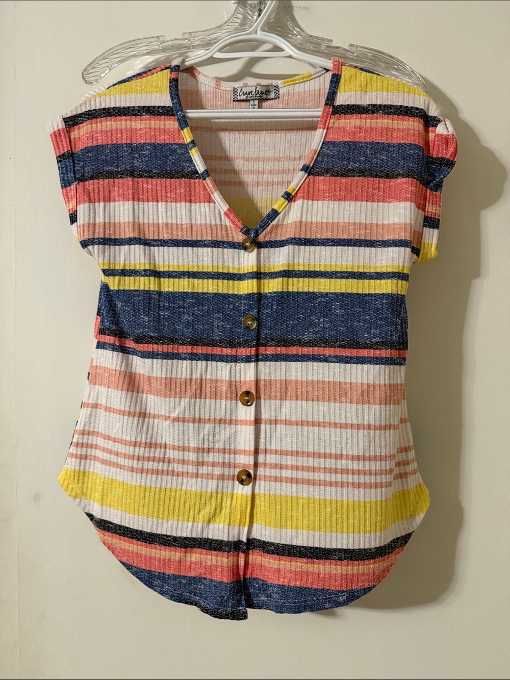 Crave Fame Multicolor Striped Button-Down Top
